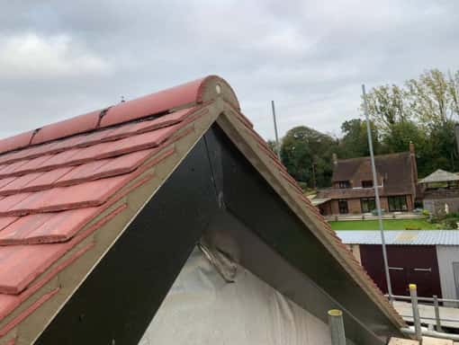 This is a photo of a new gable roof installation. This work was carried out by Leicester Roofing Services