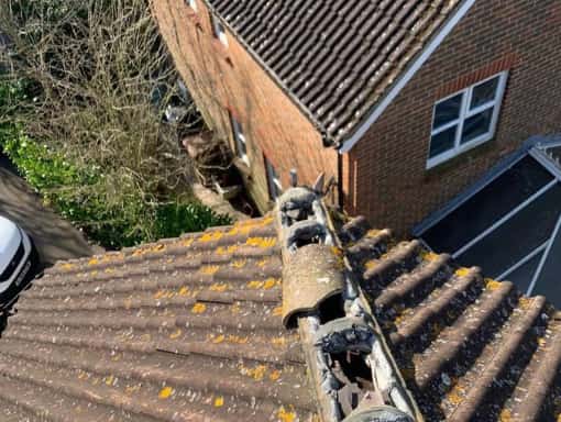 This is a photo of a roof repair inspection before a new roof replacement carried out by Leicester Roofing Services