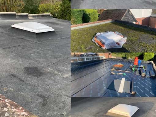 This is a photo of a new new felt roof installation. This work was carried out by Leicester Roofing Services