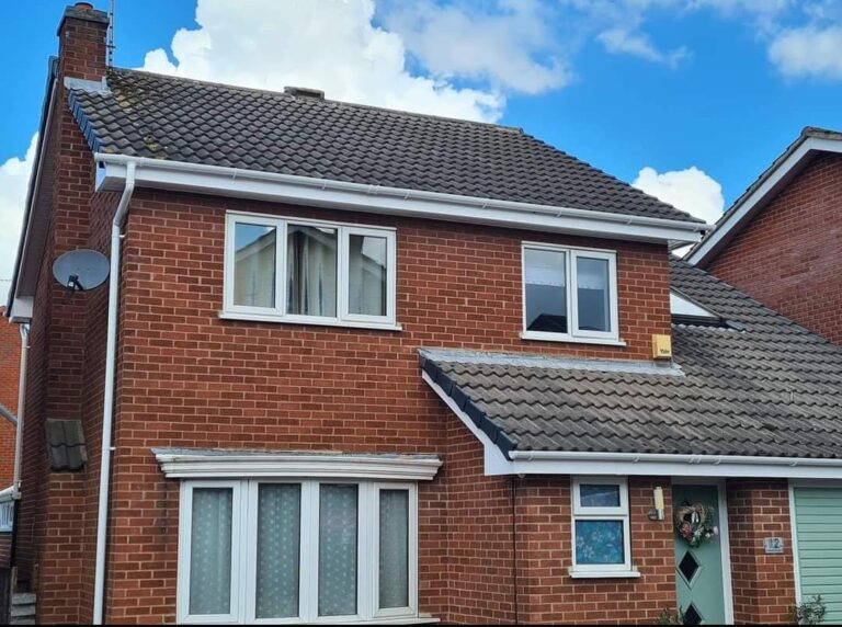 This is a photo taken after the installation of Fascias, soffits and guttering by Leicester Roofing Services