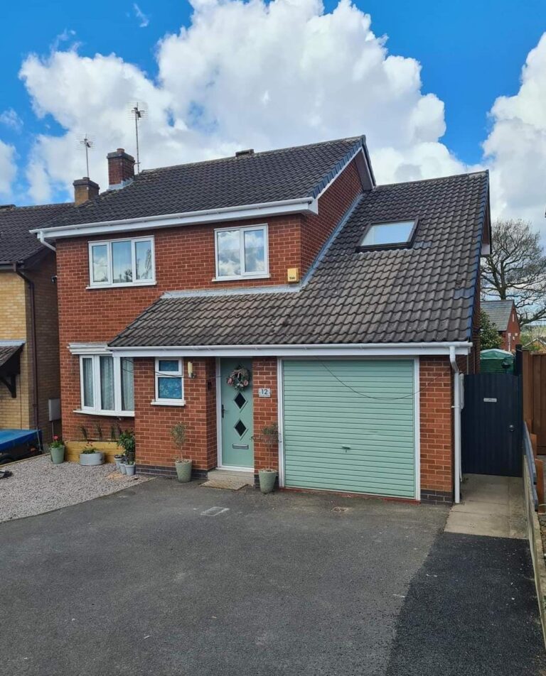 This is a photo taken after the new fascia, soffits and guttering were installed in Leicester by Leicester Roofing Services